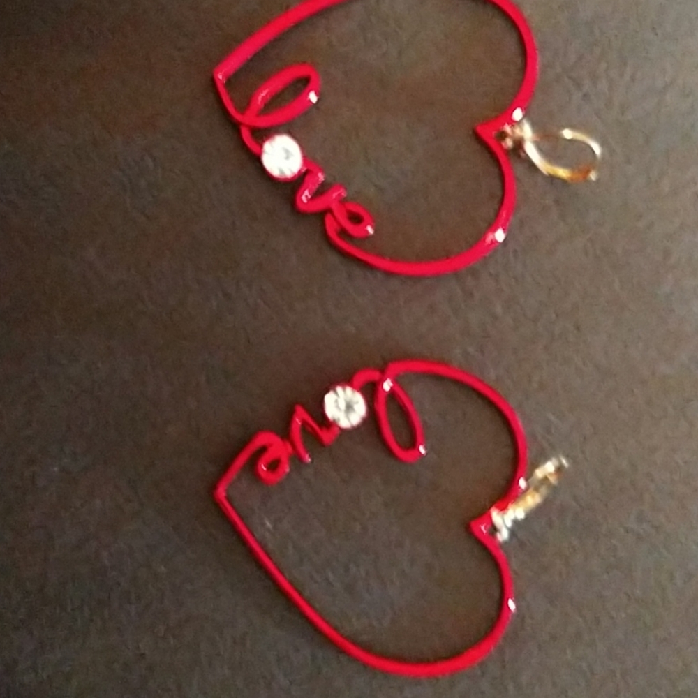 Betsey Johnson red heart earrings